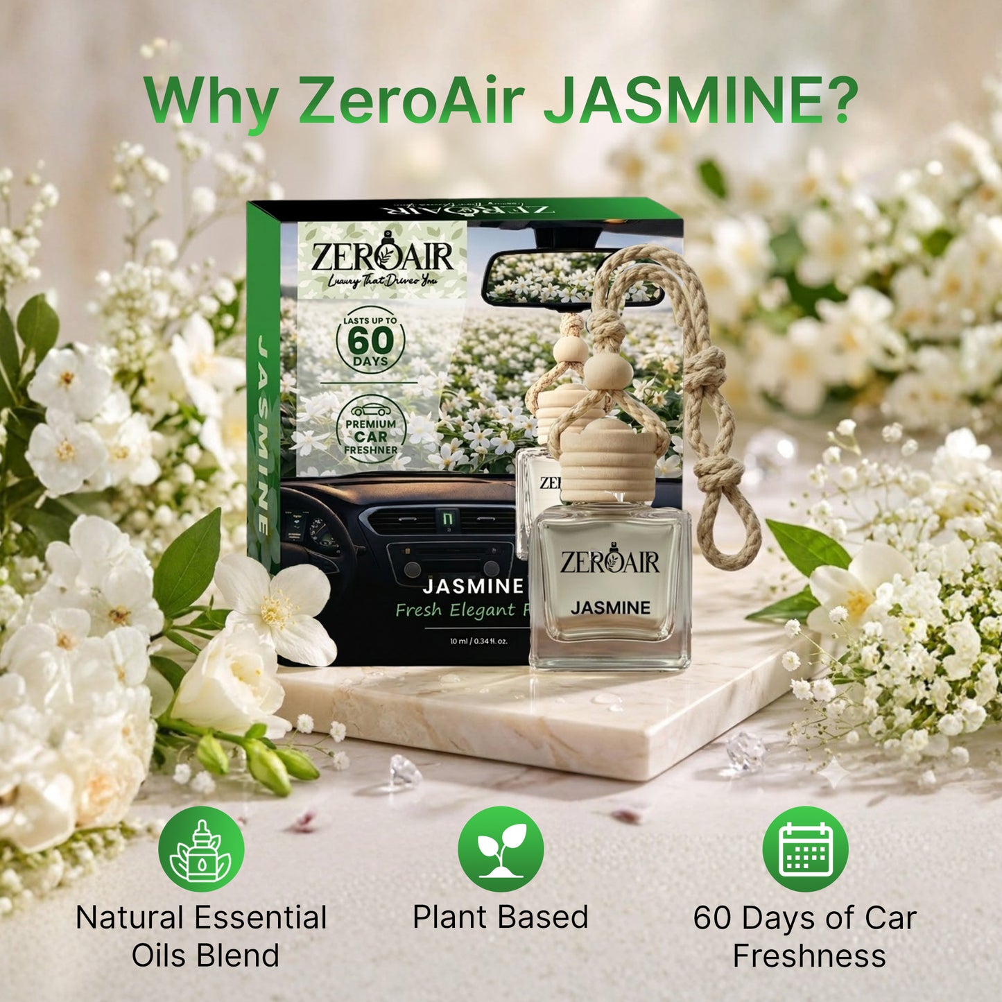 ZeroAir Jasmine Hanging Car Perfume