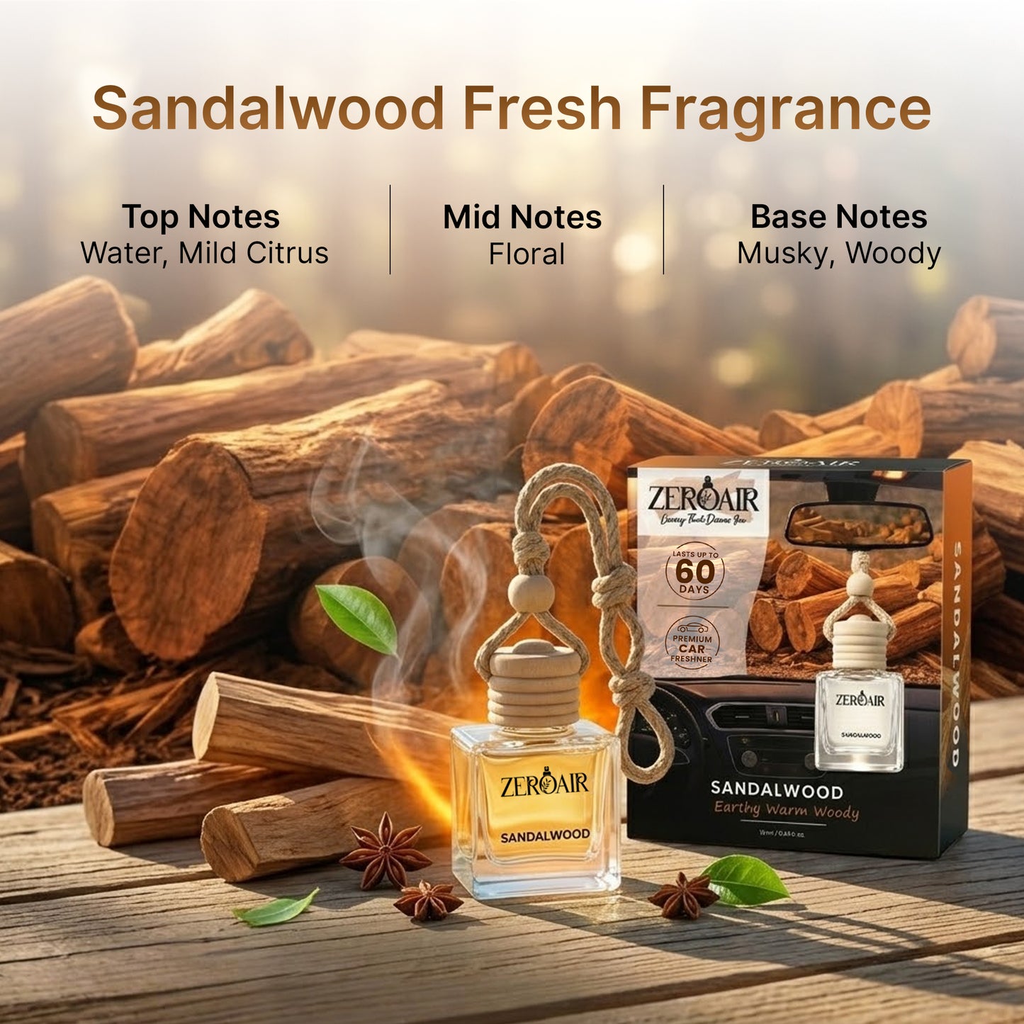 ZeroAir Sandalwood Hanging Car Perfume