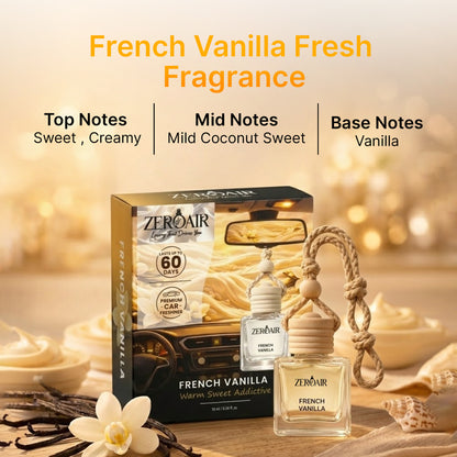 French Vanilla Long Lasting Car Perfume | Non Alcoholic Hanging Car Freshener