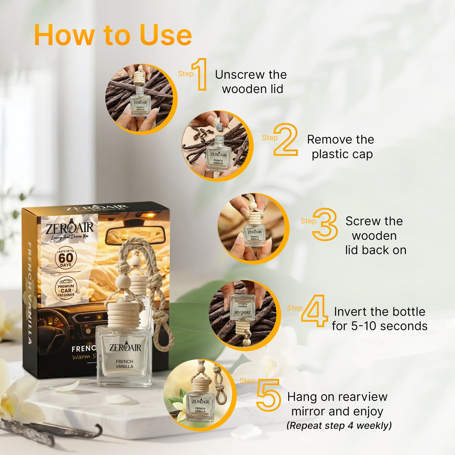 ZeroAir French Vanilla Hanging Car Perfume