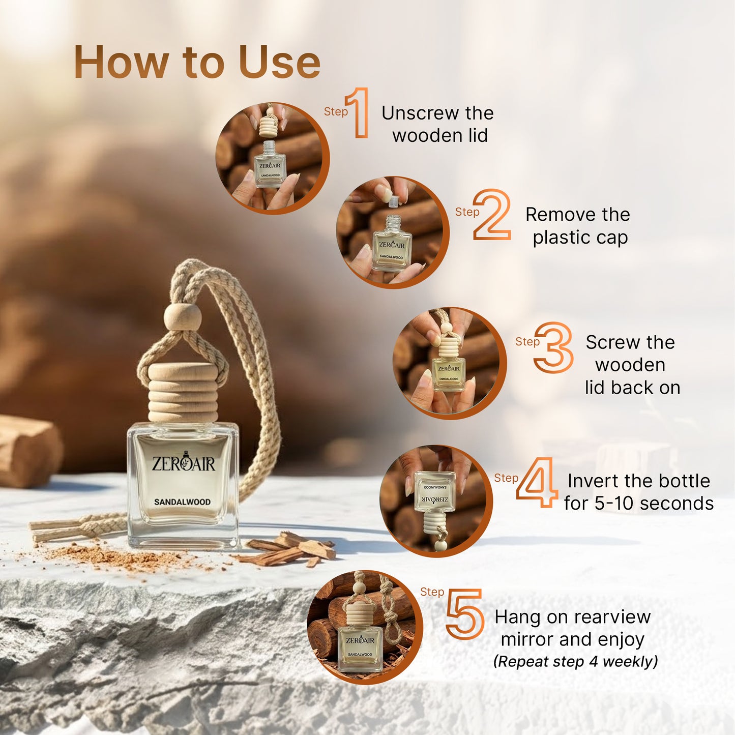 ZeroAir Sandalwood Hanging Car Perfume